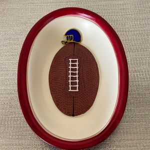 Oval Shape Ceramic Trinket Dish with Football Design EUC